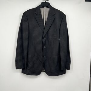 NWT Calvin Klein Mens Linen Wool Blend Blazer Black Pinstripes 3 Button M Reg